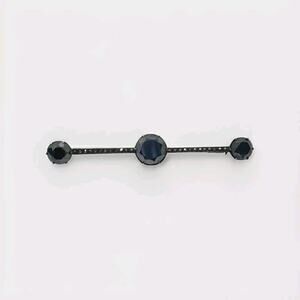 Antique Victorian Bar Brooch Sterling Silver Marcasite Spinel Trombone Clasp Vtg